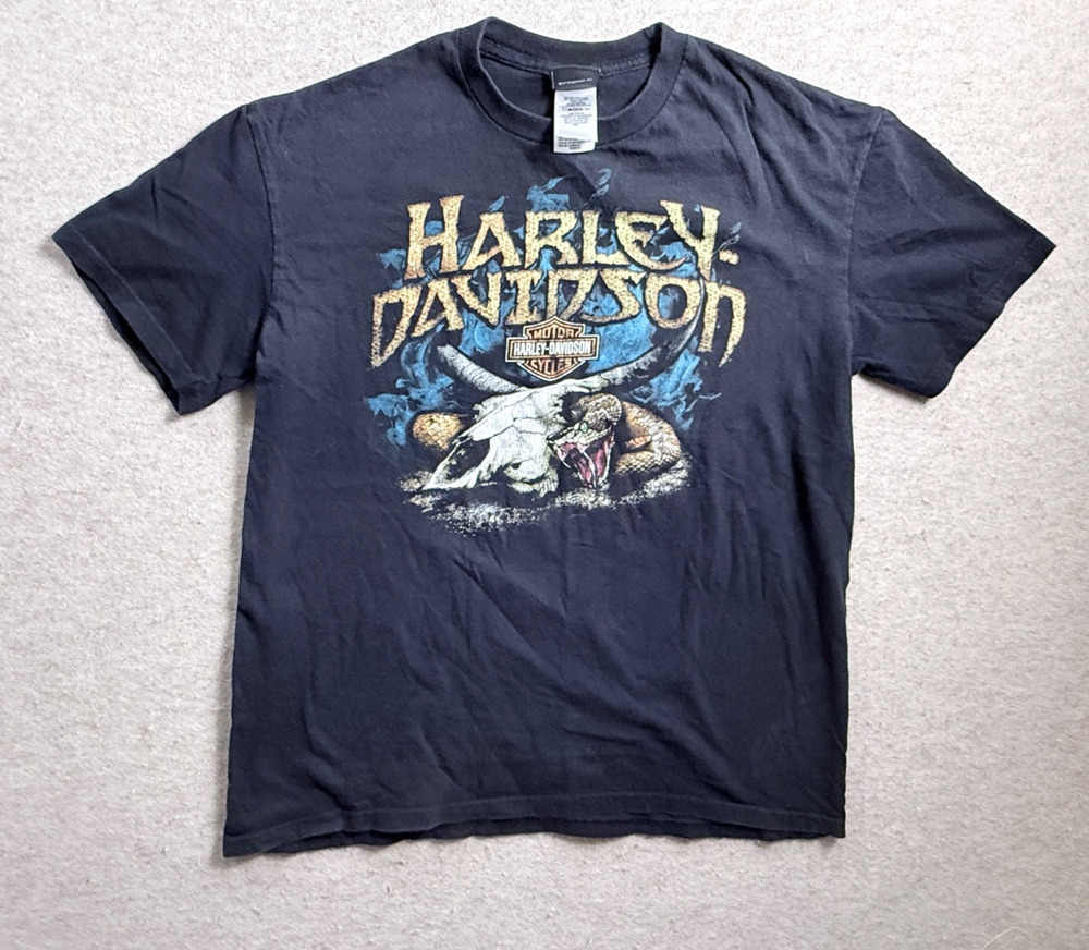 Harley Davidson T-Shirt Nacogdoches Texas Thunder Sz Large Twin Skull Snake